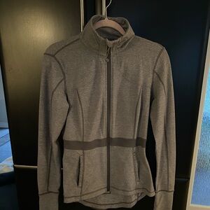 Lululemon top. Soft grey. Zipper front. Worn 3x, size 8